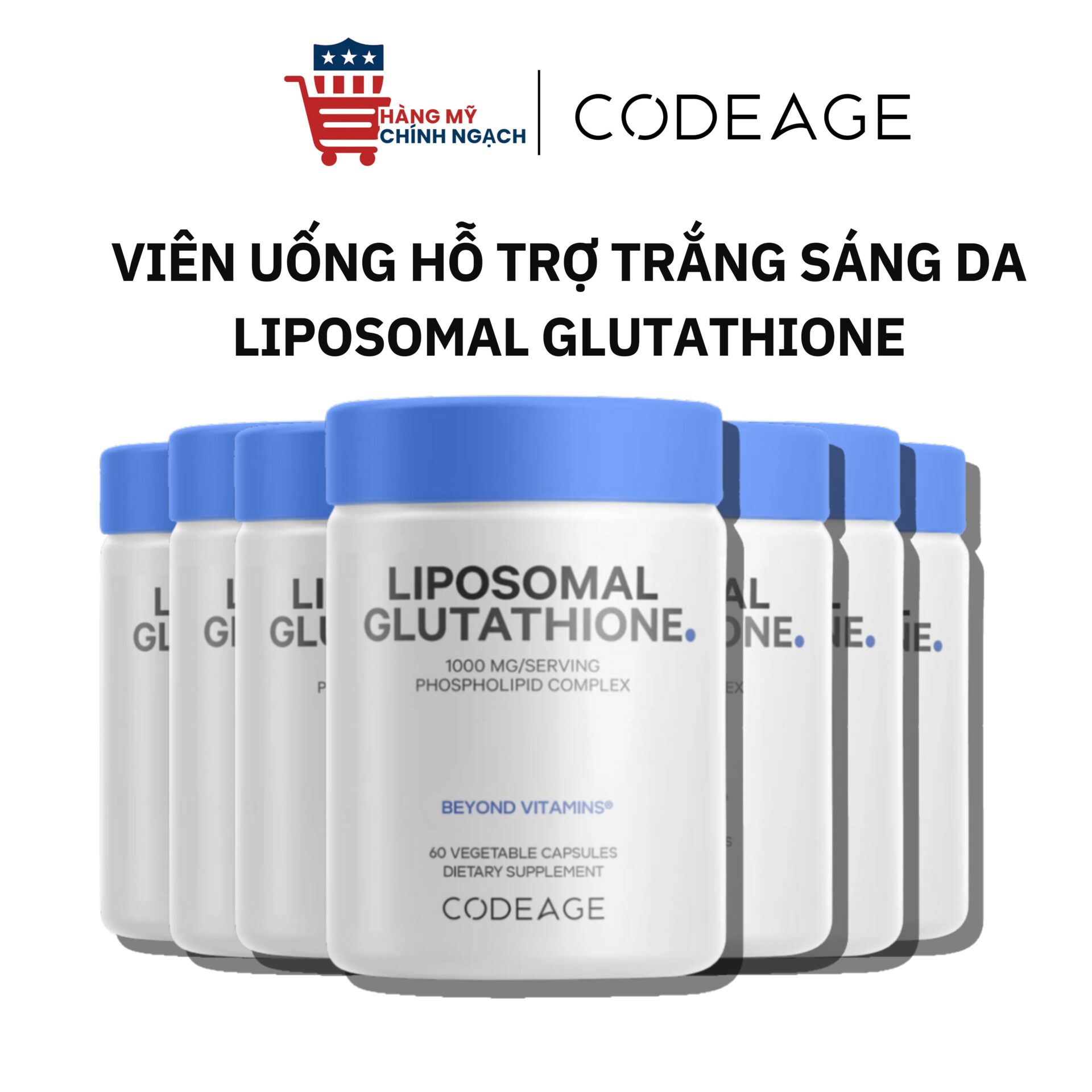 Viên Uống Hỗ Trợ Trắng Sáng Da Liposomal Glutathione 1000mg Codeage (60 Viên)