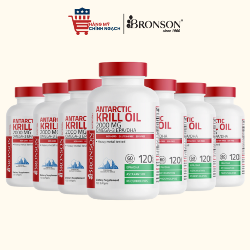 Dầu Nhuyễn Thể Hỗ Trợ Tim Mạch Não Bộ Bronson Krill Oil 2,000mg-120 Viên