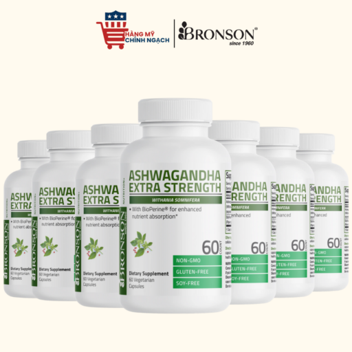 Viên Uống Nhân Sâm Ấn Độ Giảm Căng Thẳng Bronson Ashwagandha Extra Strength 3,000 mg - 60 Viên
