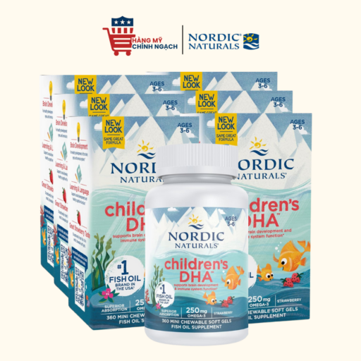 Viên Nhai Bổ Sung Omega-3 Cho Bé 3-6 Tuổi Nordic Naturals Children's DHA 250mg - 90 Viên
