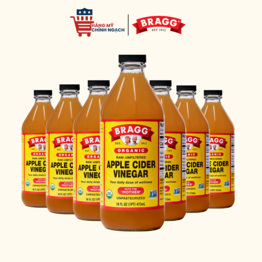 Giấm Táo Hữu Cơ Hỗ Trợ Cân Nặng Tốt Cho Sức Khỏe Bragg Apple Vinegar Của Mỹ