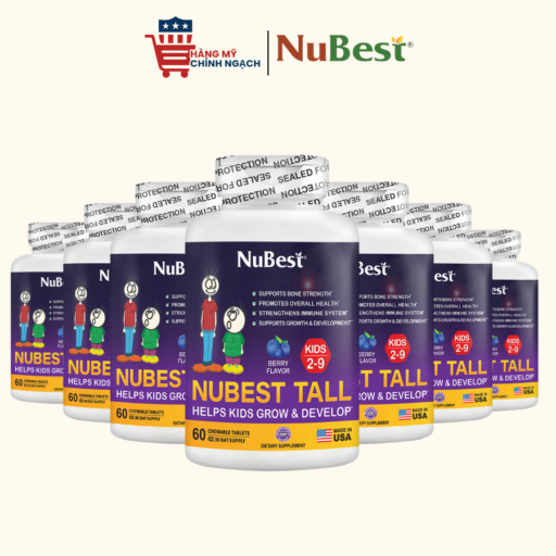 Viên Nhai Tăng Trưởng Chiều Cao Cho Bé 2-9 Tuổi Hương Việt Quất Nubest Tall Helps Kids Growth and Develop 60 Viên