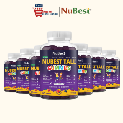 Kẹo Dẻo Tăng Trưởng Chiều Cao Cho Bé Trên 2 Tuổi Hương Vị Trái Cây NuBest Tall Gummies 60 Viên