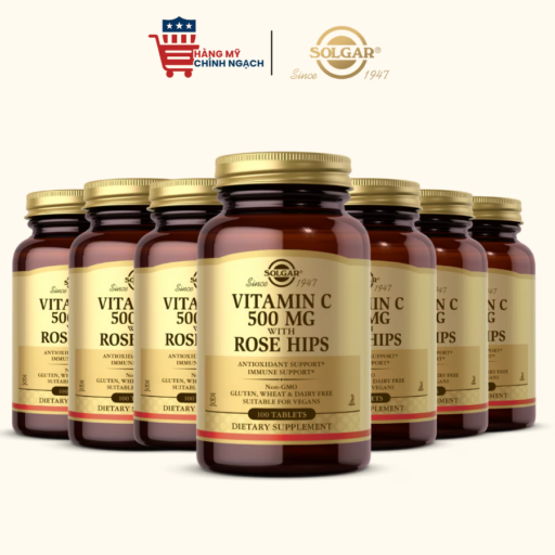 Viên Uống Chiết Xuất Cây Tầm Xuân Giúp Đẹp Da Solgar Vitamin C 500 MG With Rose Hips - 100 Viên