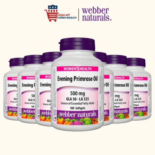Tinh Dầu Hoa Anh Thảo Hỗ Trợ Đẹp Da Đẹp Dáng Webber Naturals Evening Primrose Oil 500mg GLA 50 - 180 Viên
