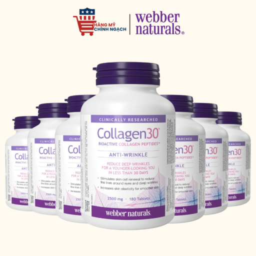 Viên Uống Collagen 30 Verisol 2500mg Bioactive Peptide Hỗ Trợ Đẹp Da Mọc Tóc và Móng Webber Naturals - 180 Viên