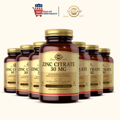Viên Uống Bổ Sung Kẽm Cho Cơ Thể Tăng Cường Sức Khỏe Cho Phái Nam Solgar Zinc Citrate 30mg - 100 Viên