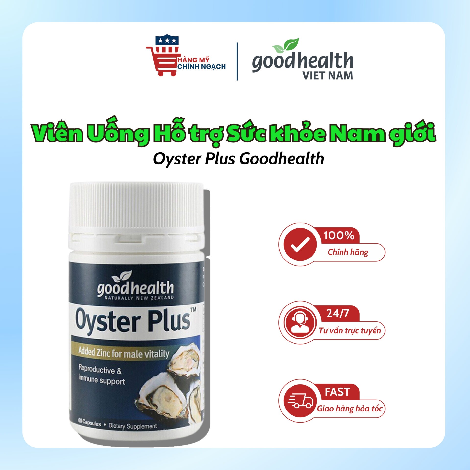 Viên Uống Hàu Hỗ Trợ Tăng Cường Sinh Lý Nam Goodhealth Oyster Plus (60 Viên)