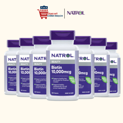 Viên Uống Mọc Tóc Móng Hàm Lượng Cao Natrol Biotin Maximum Strength 100 Viên