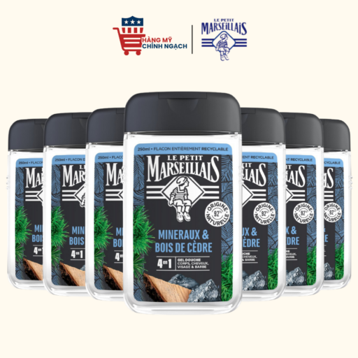 Sữa tắm 92% Hữu Cơ Cho Nam 4in1 Làm Sạch Sáng Mịn Da Le Petit Marseillais Hương Gỗ Hoàng Đàn 250ml