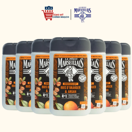 Sữa Tắm Hữu Cơ 92% 4in1 Cho Nam Dịu Nhẹ Giúp Da Sáng Mịn Le Petit Marseillais Hương Cam Và Tinh Dầu Argan 250ml