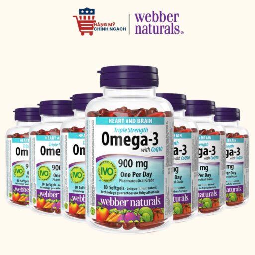 Viên uống Omega-3 Triple Strength with CoQ10 Webber Naturals 900mg 80 viên