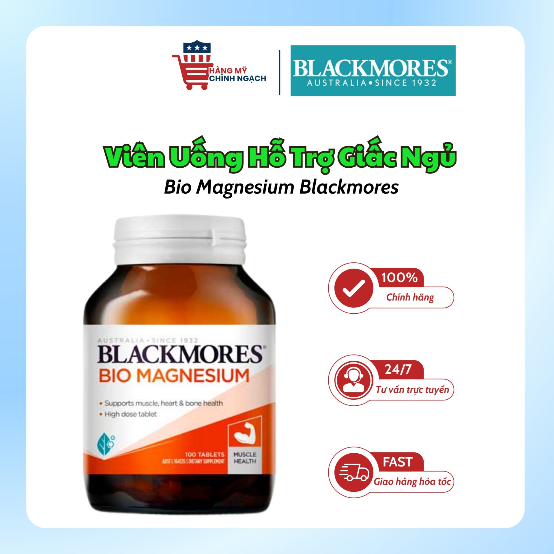 Viên Uống Hỗ Trợ Giảm Chuột Rút Bio Magnesium Blackmores (100 Viên)