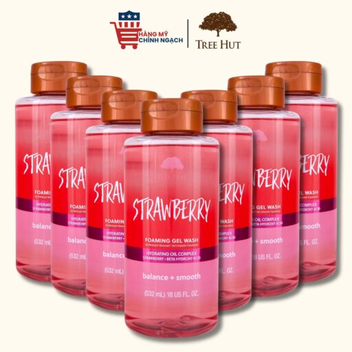 Gel tắm dưỡng thể làm sạch da Tree Hut Strawberry Foaming Gel Wash 532ml