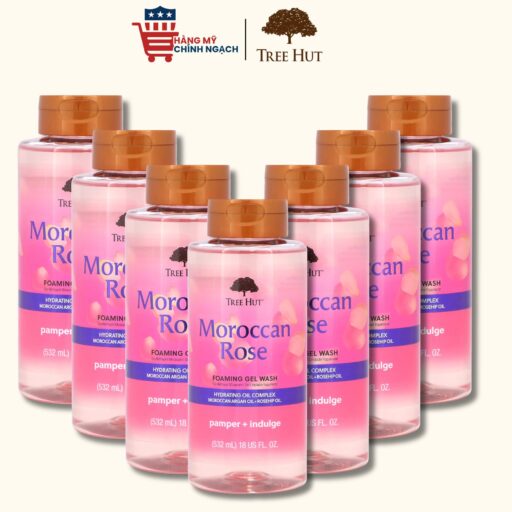 Gel tắm dưỡng thể làm sạch da Tree Hut Moroccan Rose Foaming Gel Wash 532ml