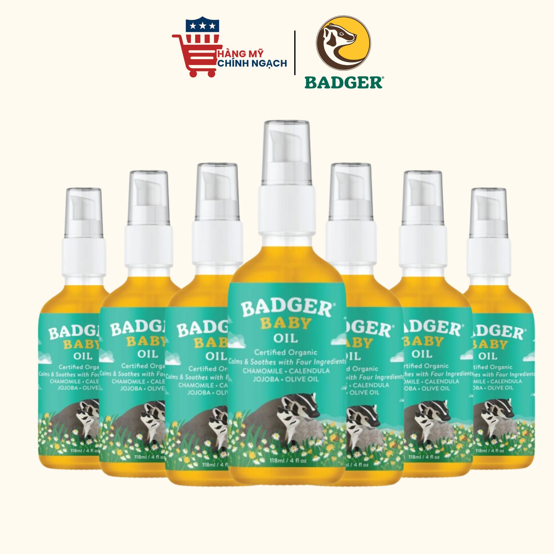 Dầu dưỡng ẩm và làm dịu da cho bé Badger Baby Oil 118ml