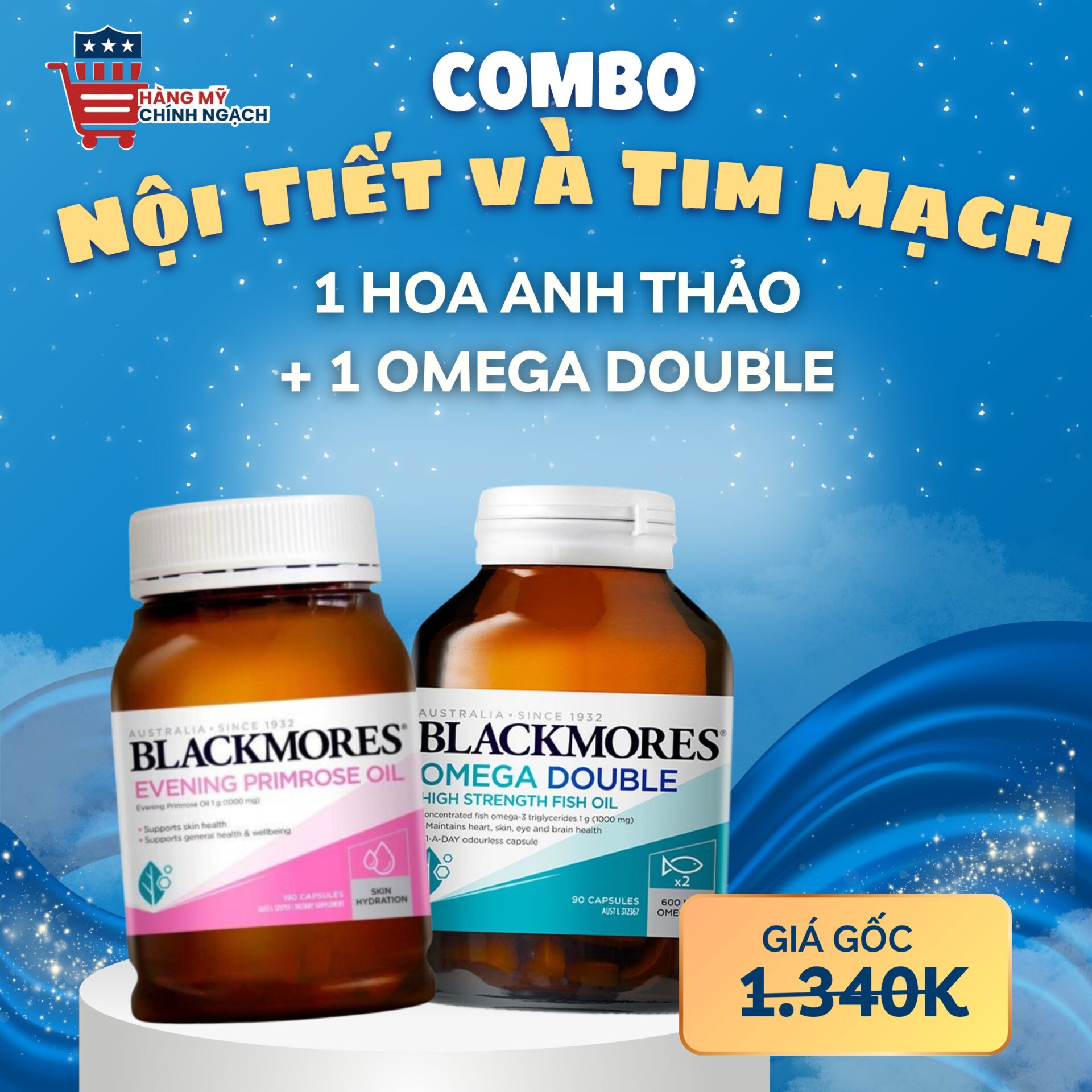 Combo Nội Tiết và Tim Mạch: Hoa Anh Thảo & Omega High Strength