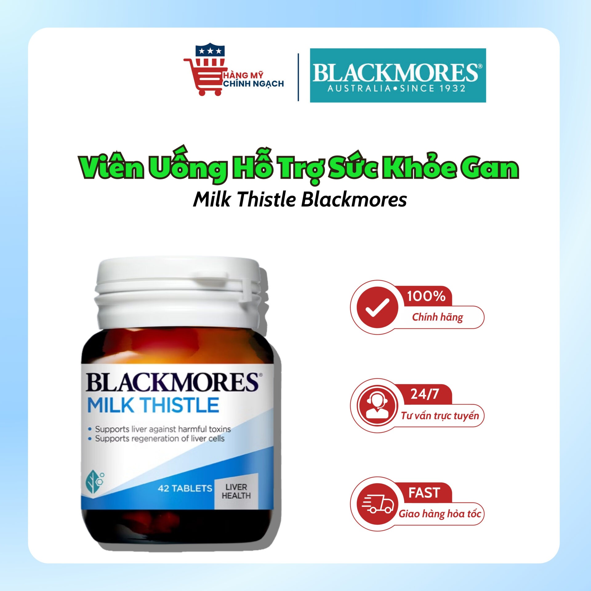 Viên Uống Giải Độc Gan Milk Thistle Blackmores (42 Viên)