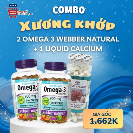 Combo Phục Hồi Sức Khỏe: Omega-3 900mg Webber Naturals & Liquid Calcium Nuhealth