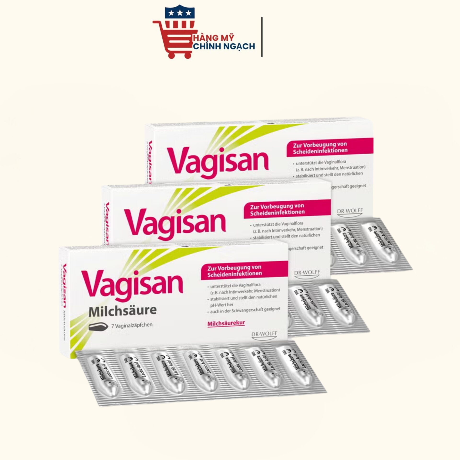 Viên Đặt Dưỡng Ẩm Vagisan FeuchtCreme Cremolum – Giảm Khô Hạn Không Hormone