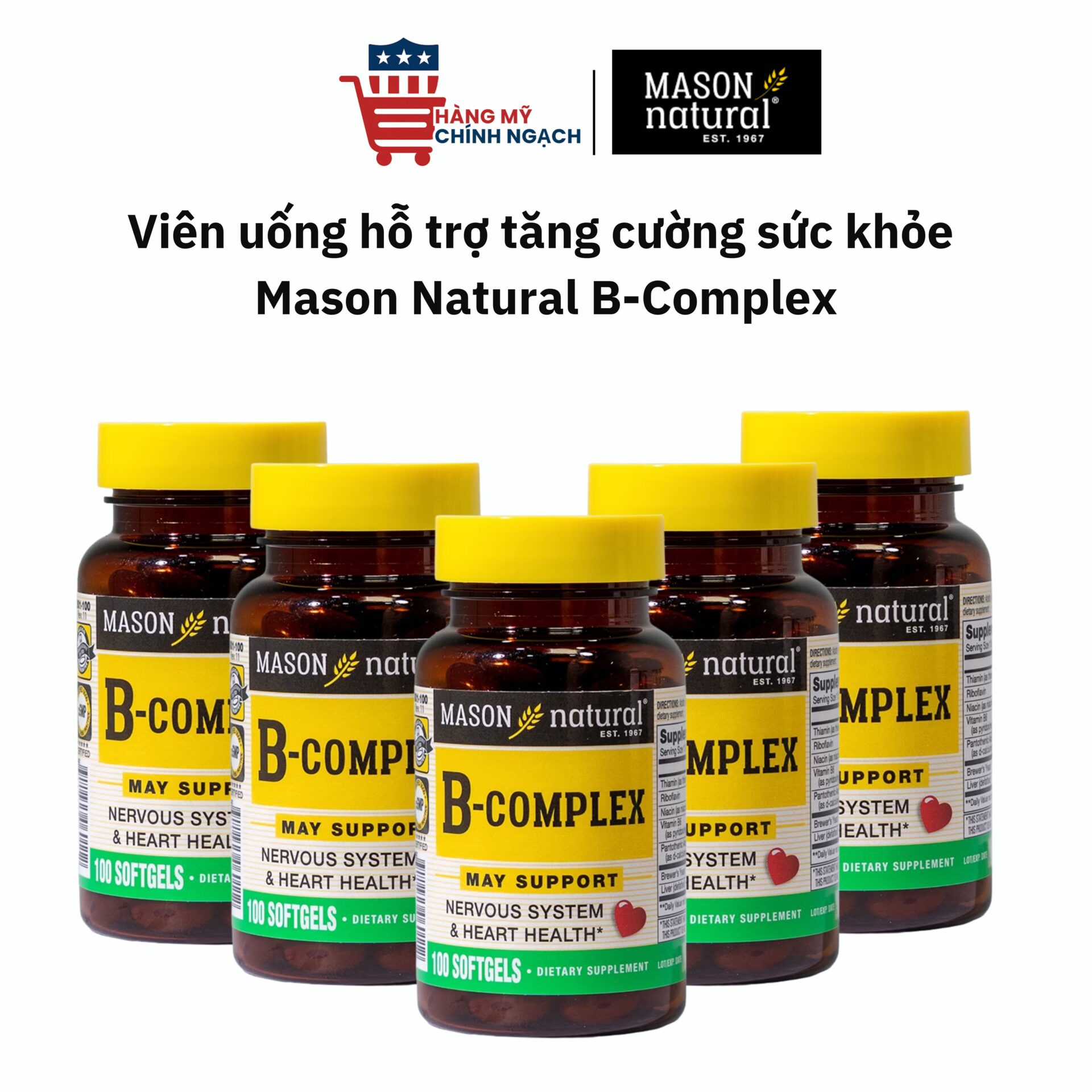 Mason Natural B-Complex - Hỗ Trợ Bổ Sung Vitamin Nhóm B