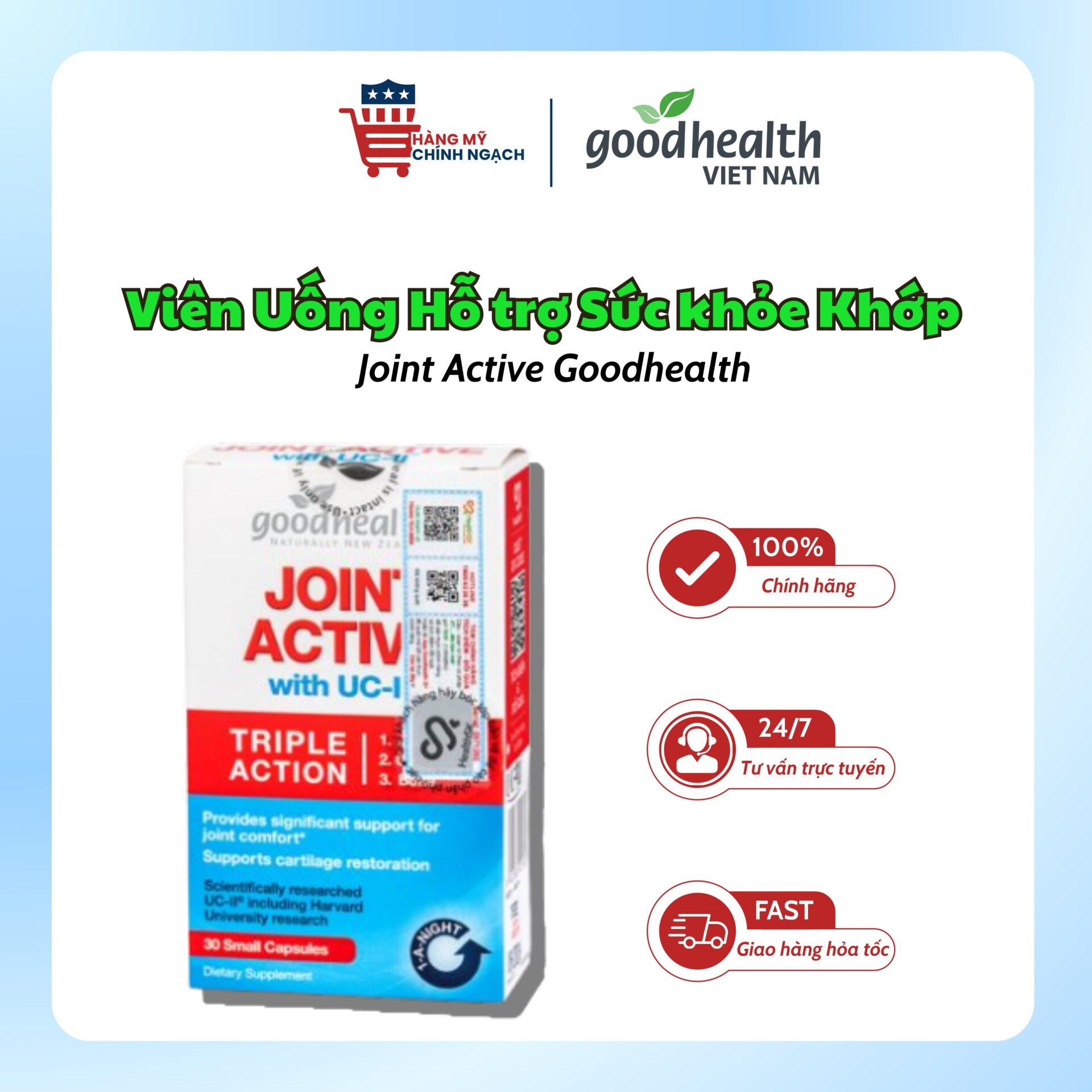 Viên Uống Hỗ Trợ Hạn Chế Thoái Hóa Khớp Goodhealth Joint Active (30 Viên)