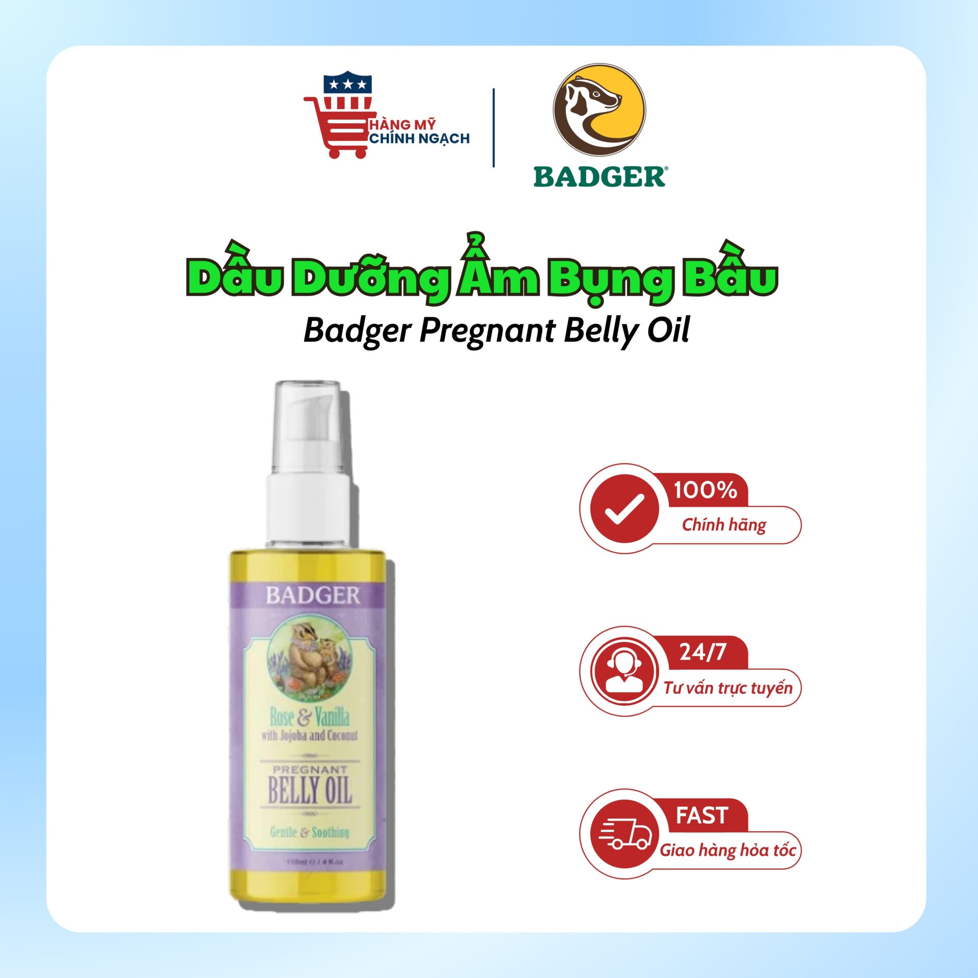 Dầu Dầu Dưỡng Ẩm Bụng Bầu Badger Pregnant Belly Oil (118ml)
