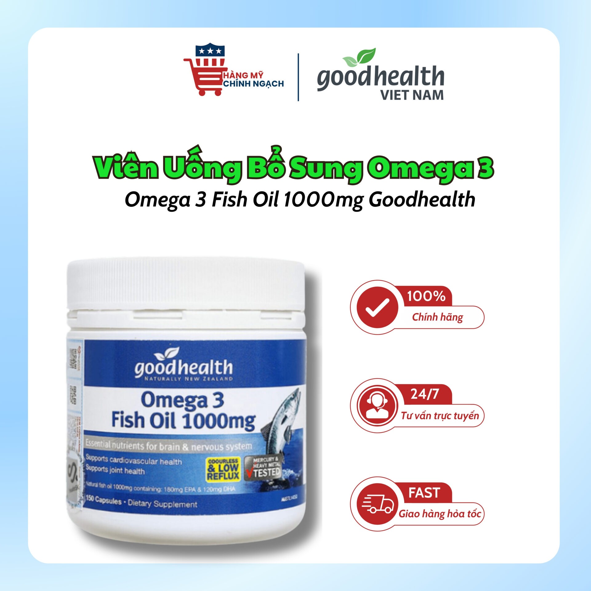 Viên Uống Bổ Sung Omega 3 Goodhealth Fish Oil 1000mg