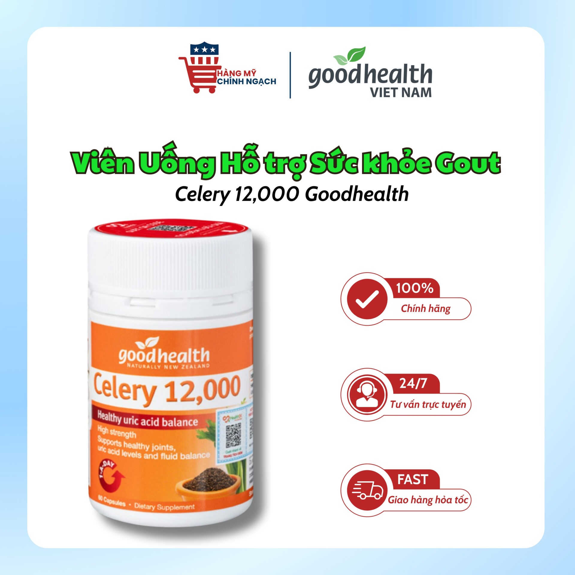 Viên Uống Hỗ Trợ Gout Goodhealth Celery 12,000 (60 Viên)