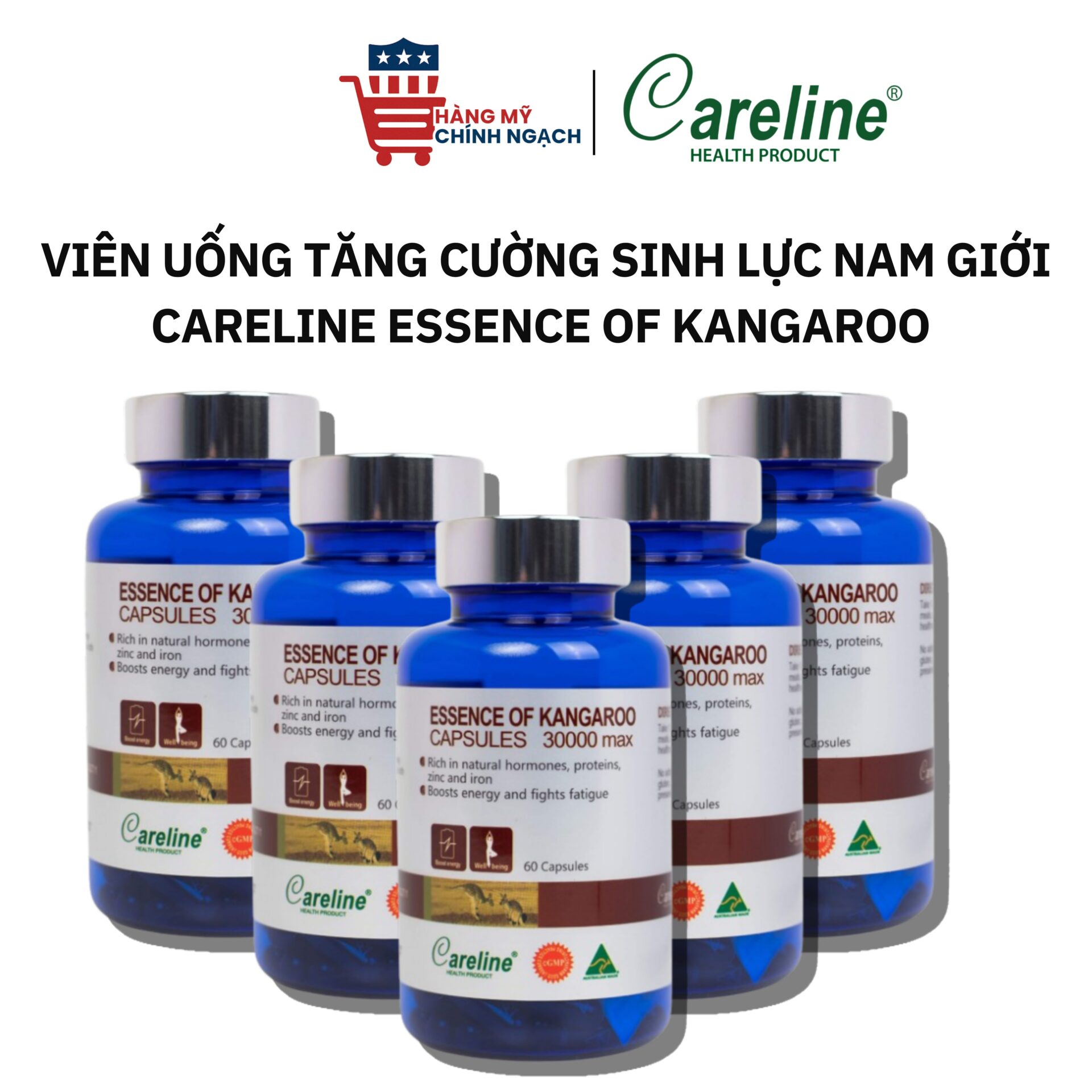 Viên Uống Hỗ Trợ Tăng Cường Sinh Lực Nam Giới Careline Essence Of Kangaroo (60 Viên)