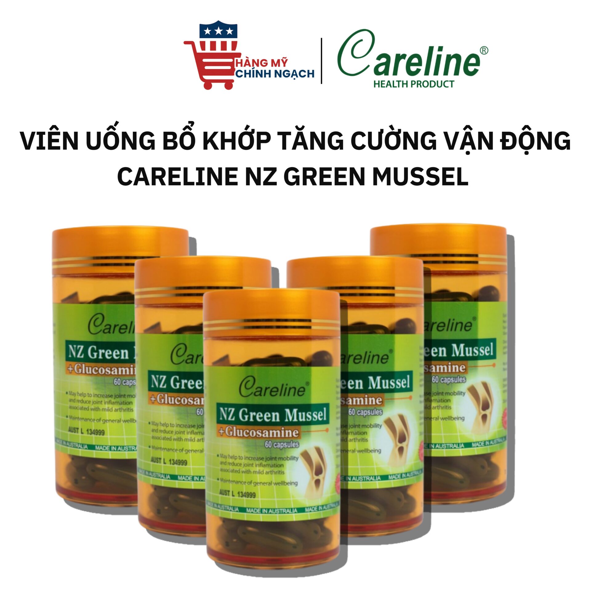 Viên Uống Bổ Khớp Tăng Cường Vận Động Careline Nz Green Mussel (60 Viên)