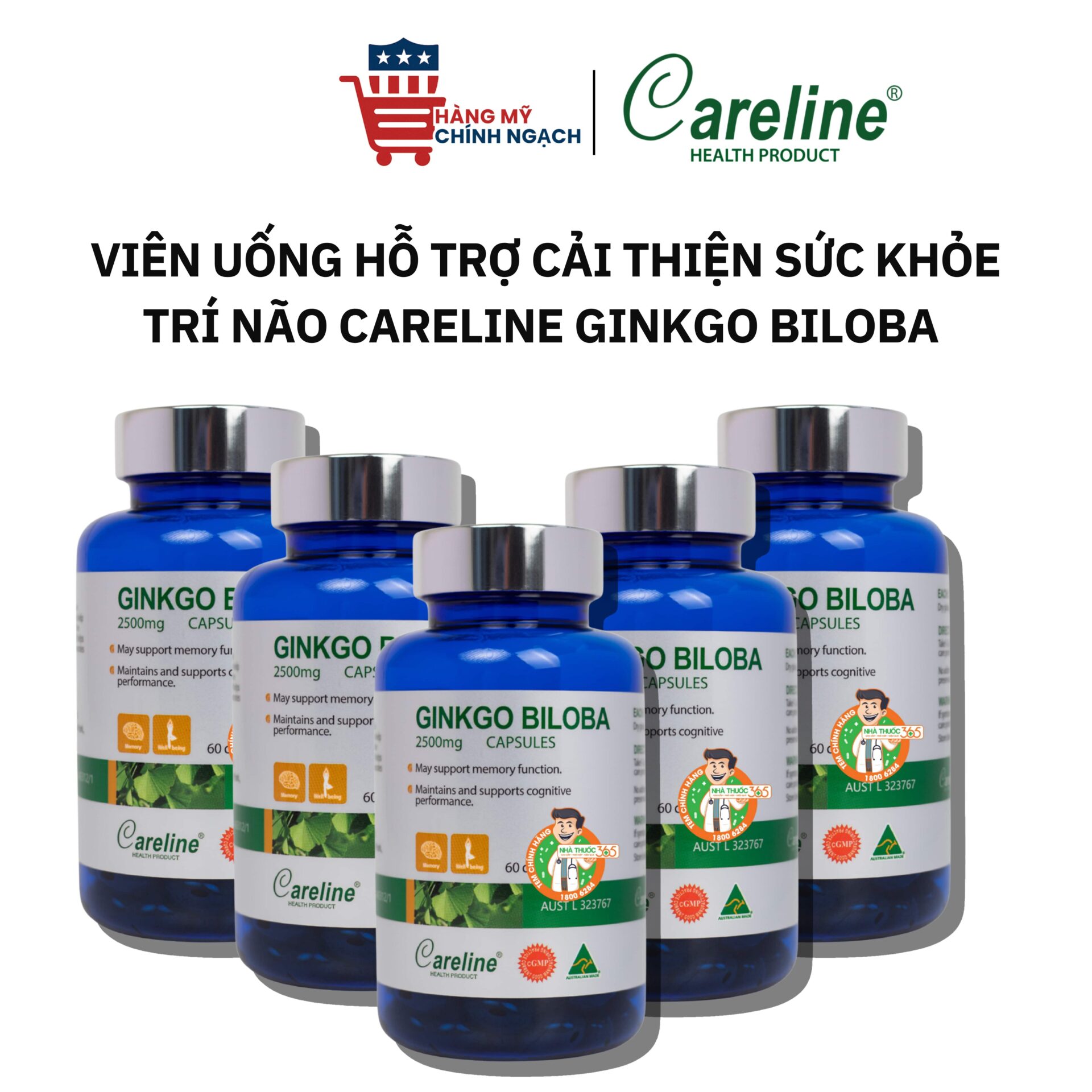 Viên Uống Hỗ Trợ Cải Thiện Sức Khỏe Trí Não Careline Ginkgo Biloba (60 Viên)