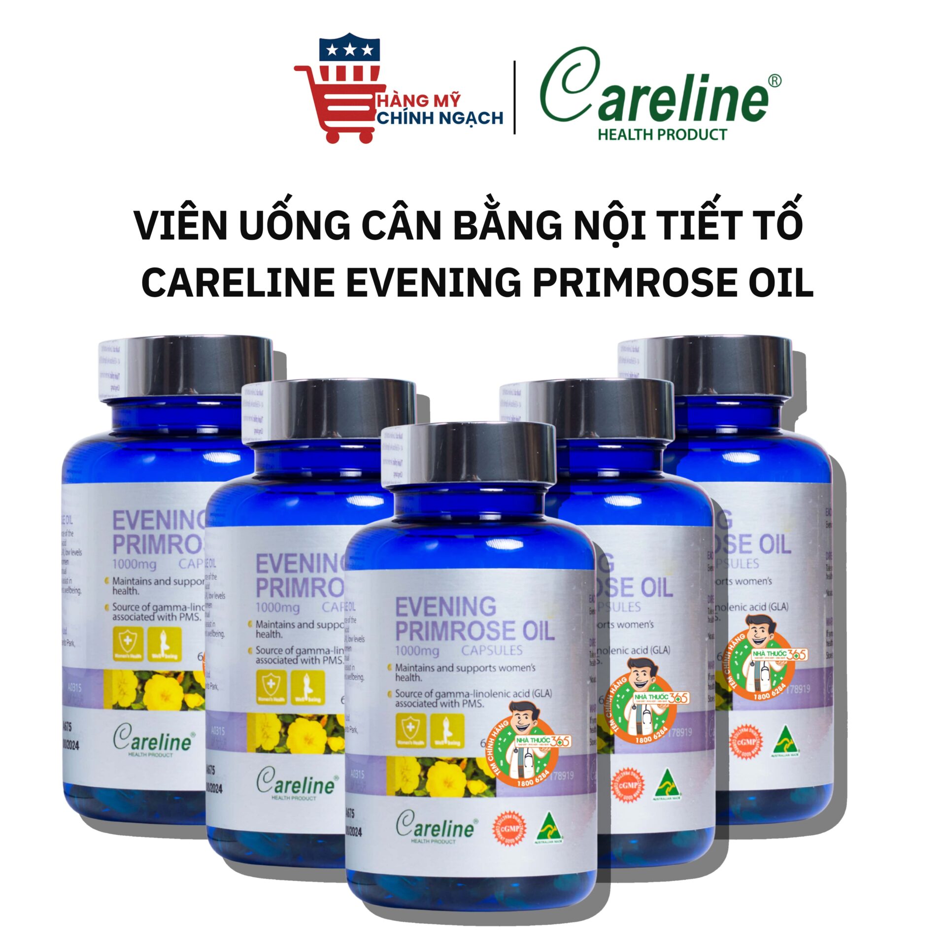Viên Uống Hỗ Trợ Cân Bằng Nội Tiết Tố Careline Evening Primrose Oil (60 Viên)