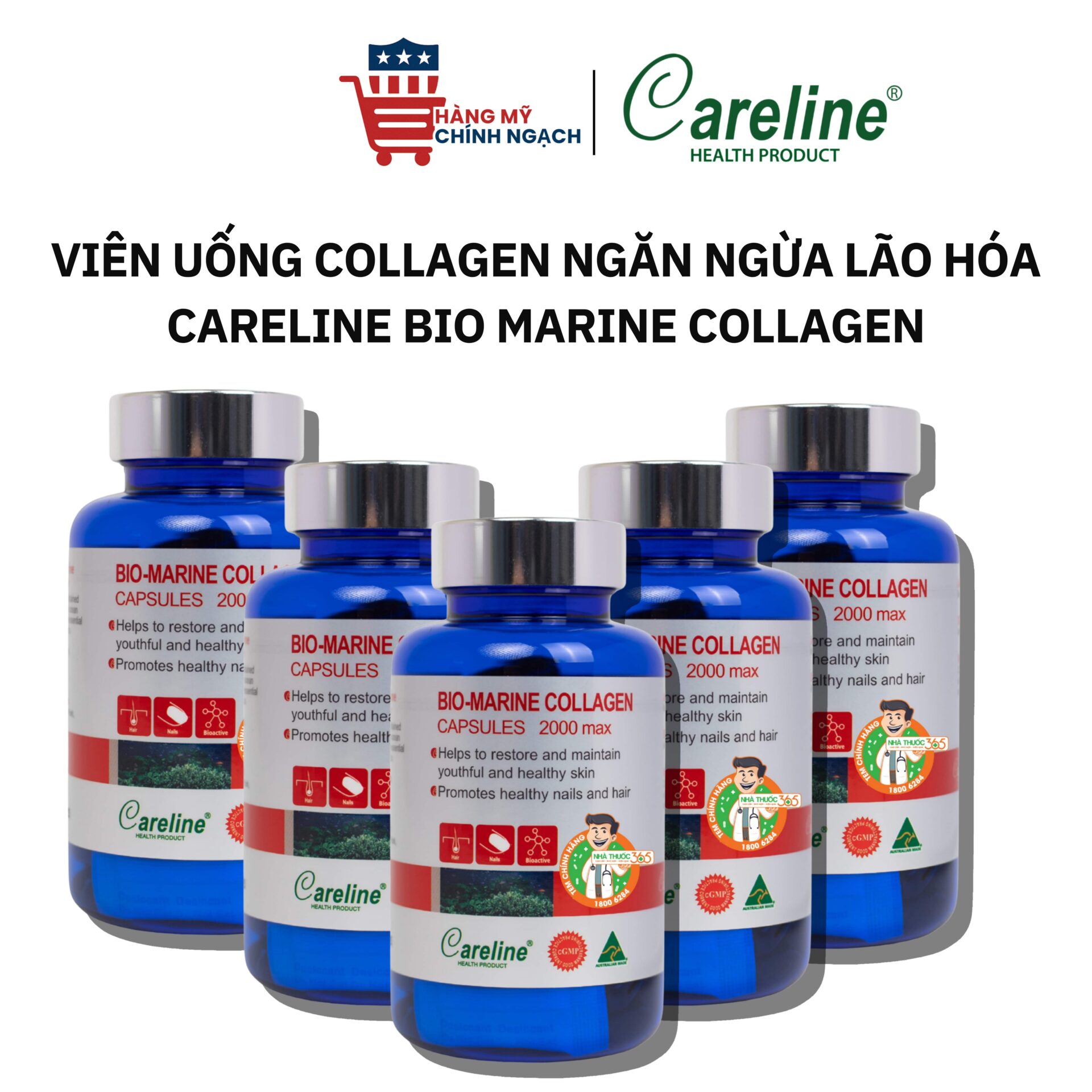 Viên Uống Collagen Hỗ Trợ Ngăn Ngừa Lão Hóa Careline Bio Marine Collagen (60 Viên)