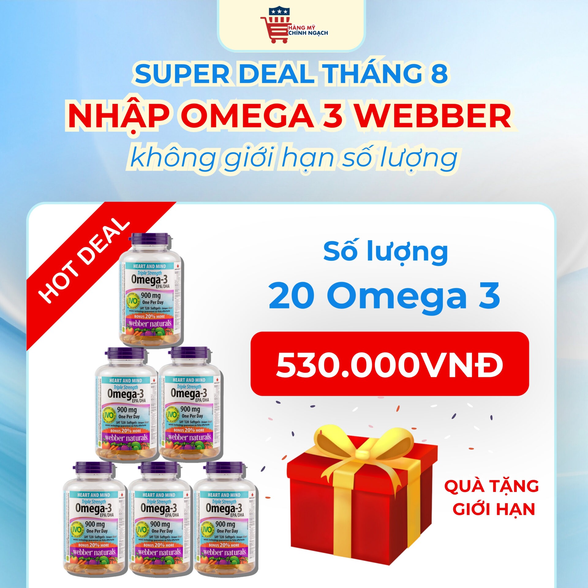 COMBO 20 OMEGA 3 WEBBER NATURALS (80 Viên)