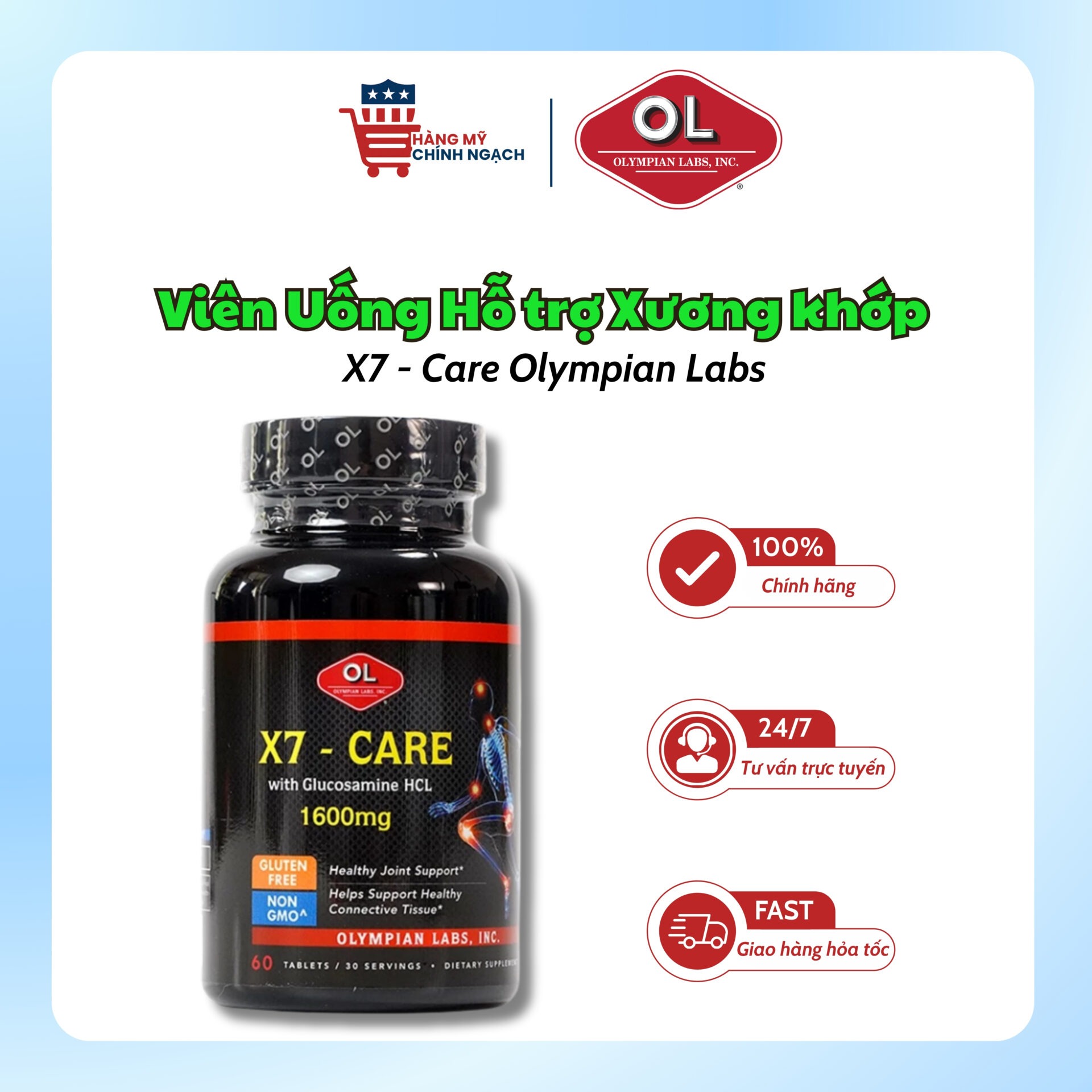Viên Uống Hỗ Trợ Khớp Olympian Labs X7-Care (60 Viên)