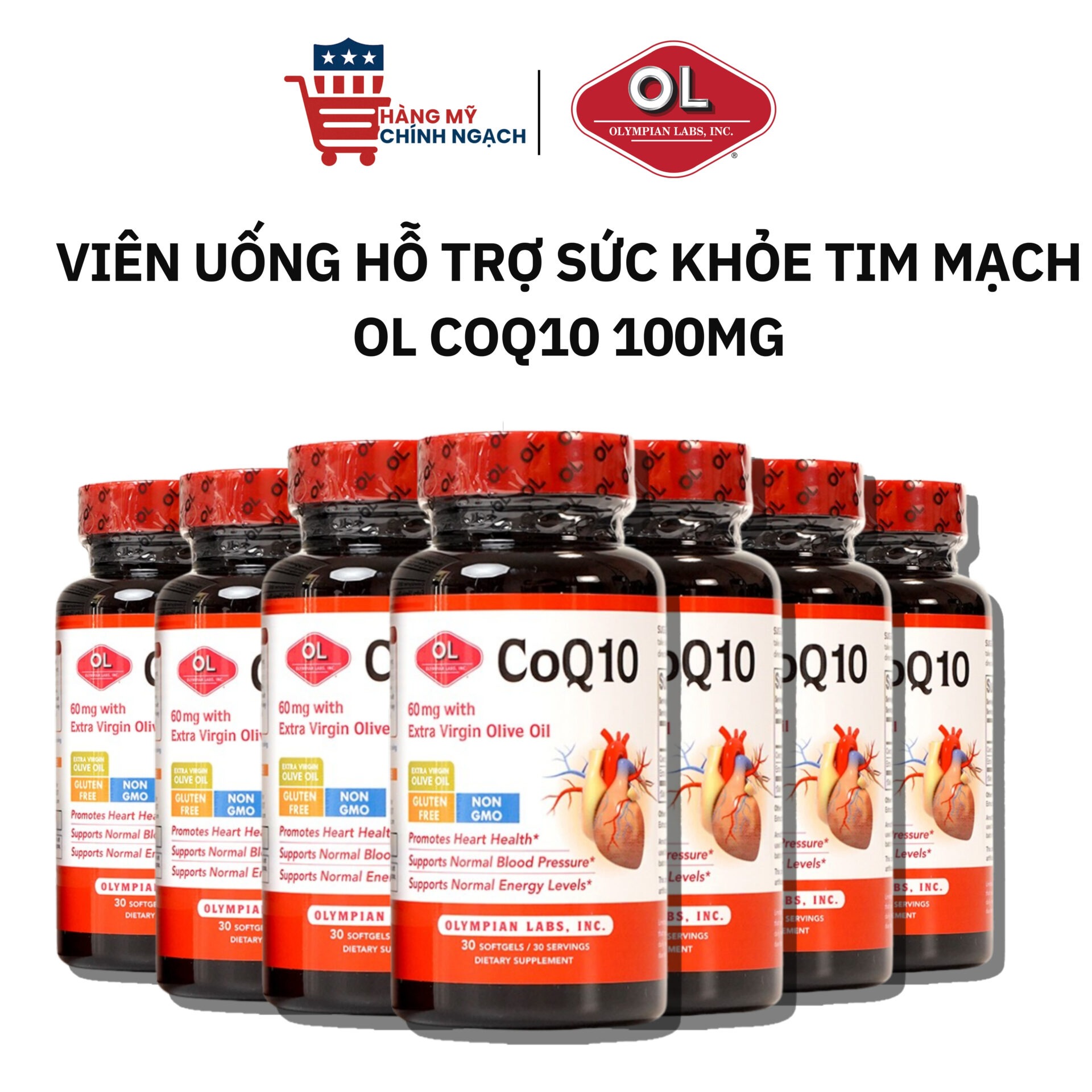 Viên Uống Hỗ Trợ Sức Khỏe Tim Mạch Olympian Labs CoQ10 100mg (30 Viên)