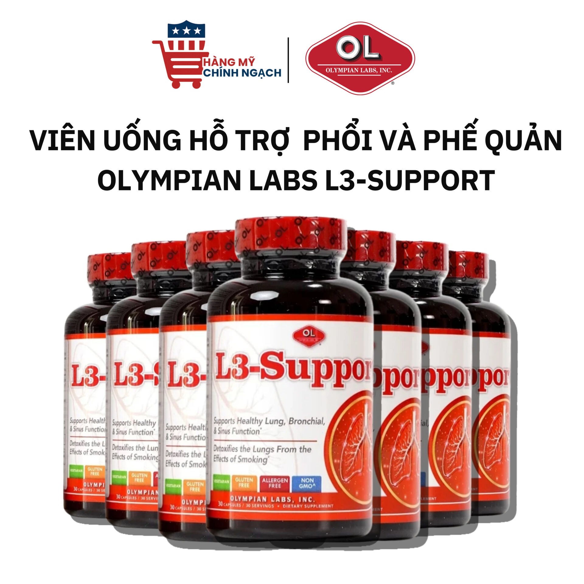 Viên Uống Hỗ Trợ Bổ Phổi Và Phế Quản Olympian Labs L3-Support (30 Viên)