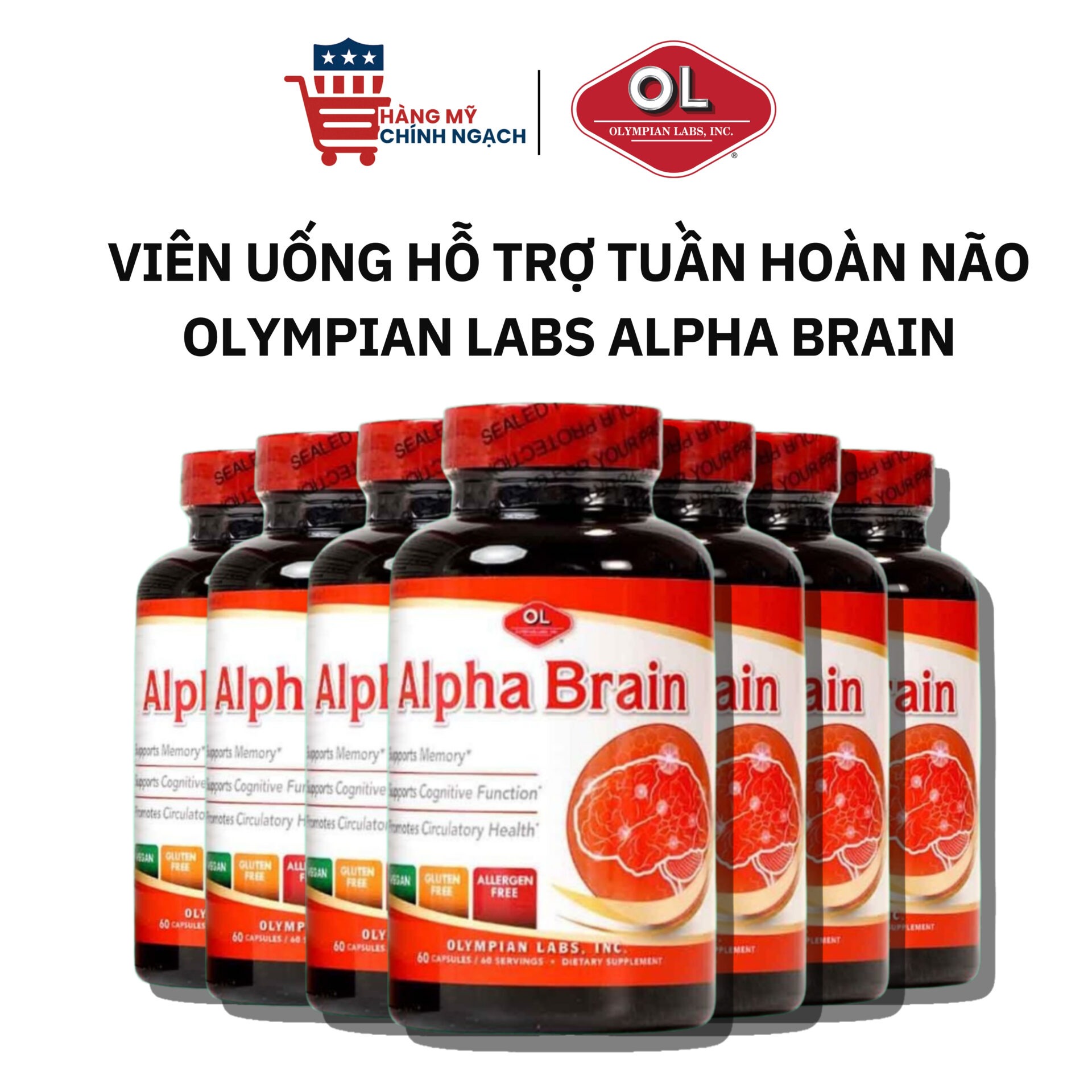 Viên Uống Hỗ Trợ Tuần Hoàn Não Olympian Labs Alpha Brain (60 Viên)