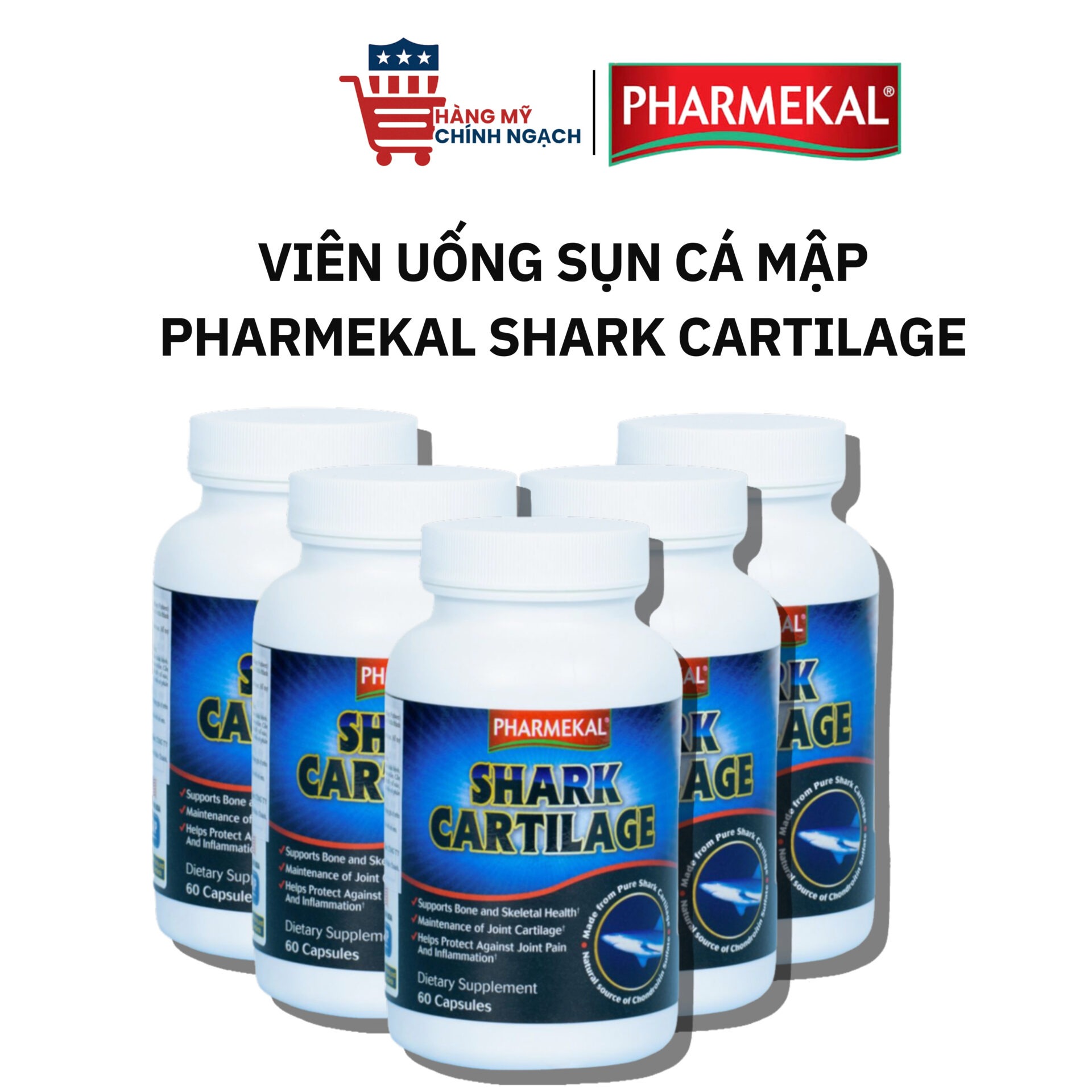 Viên Uống Sụn Cá Mập Pharmekal Shark Cartilage 740mg (Hộp 60 Viên)