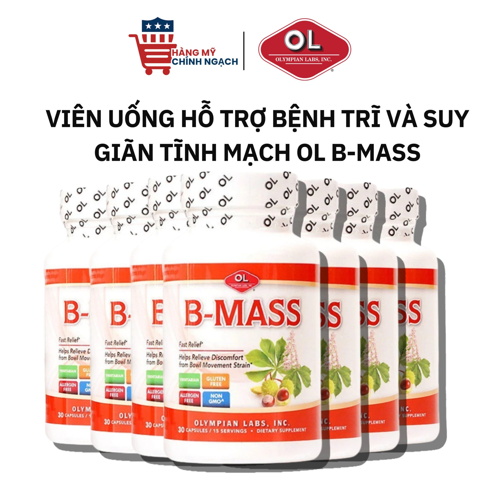 Viên Uống Hỗ Trợ Bệnh Trĩ Và Suy Giãn Tĩnh Mạch Olympian Labs B-Mass (30 Viên)