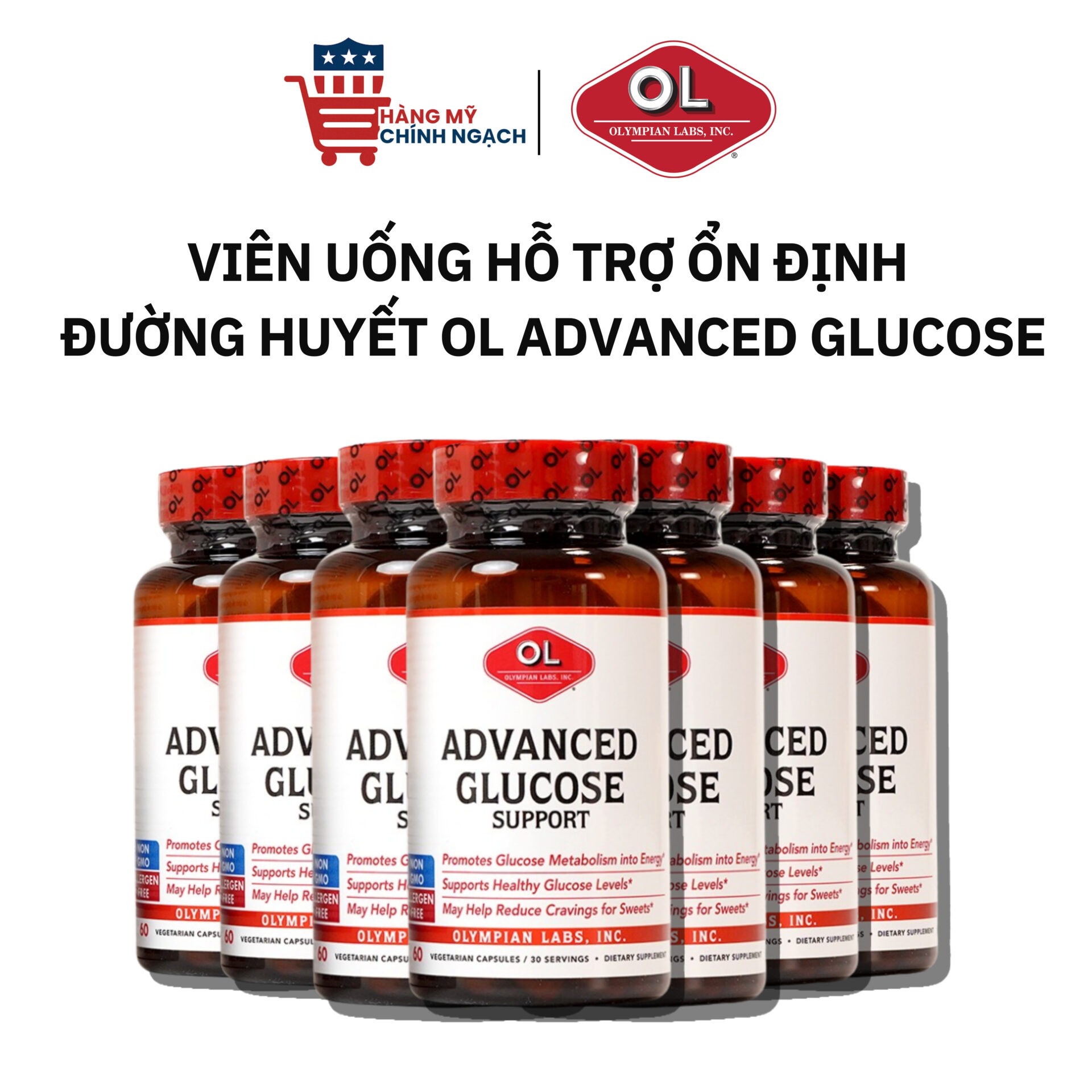 Viên Uống Hỗ Trợ Ổn Định Đường Huyết Olympian Labs Advanced Glucose Support (60 Viên)