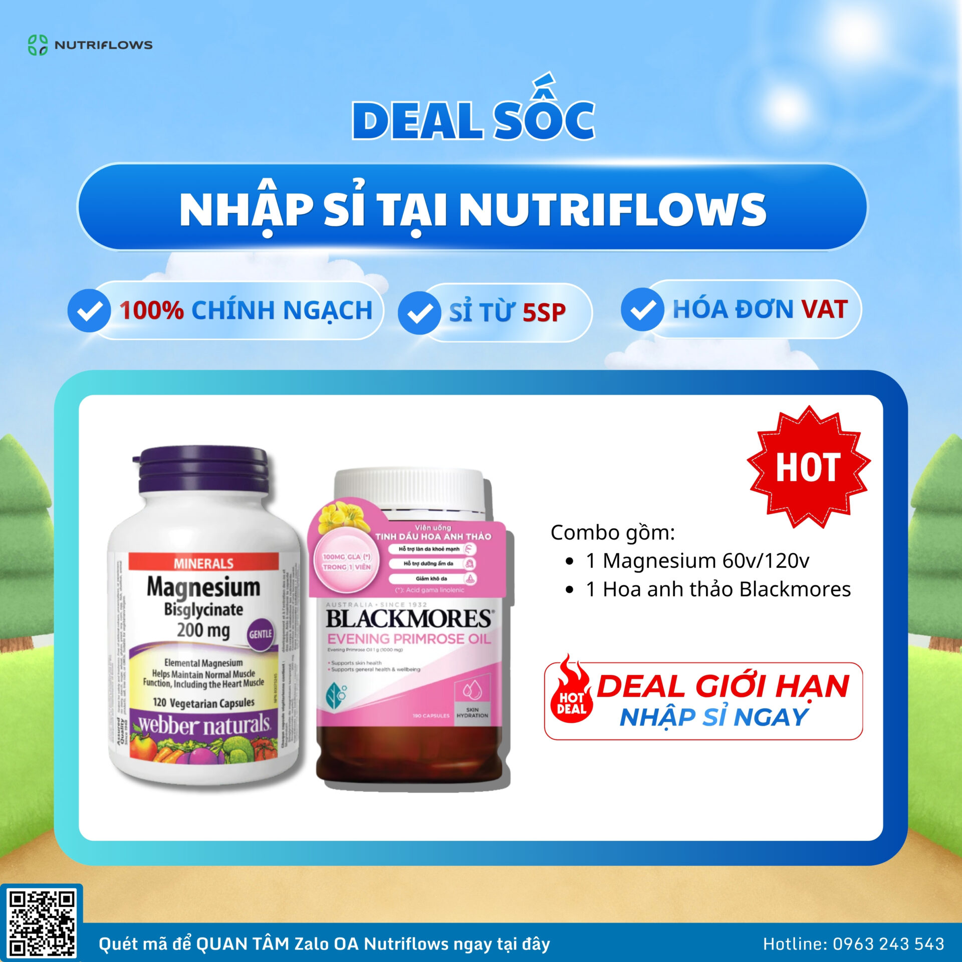 COMBO MAGNESIUM WEBBER NATURALS + HOA ANH THẢO BLACKMORES