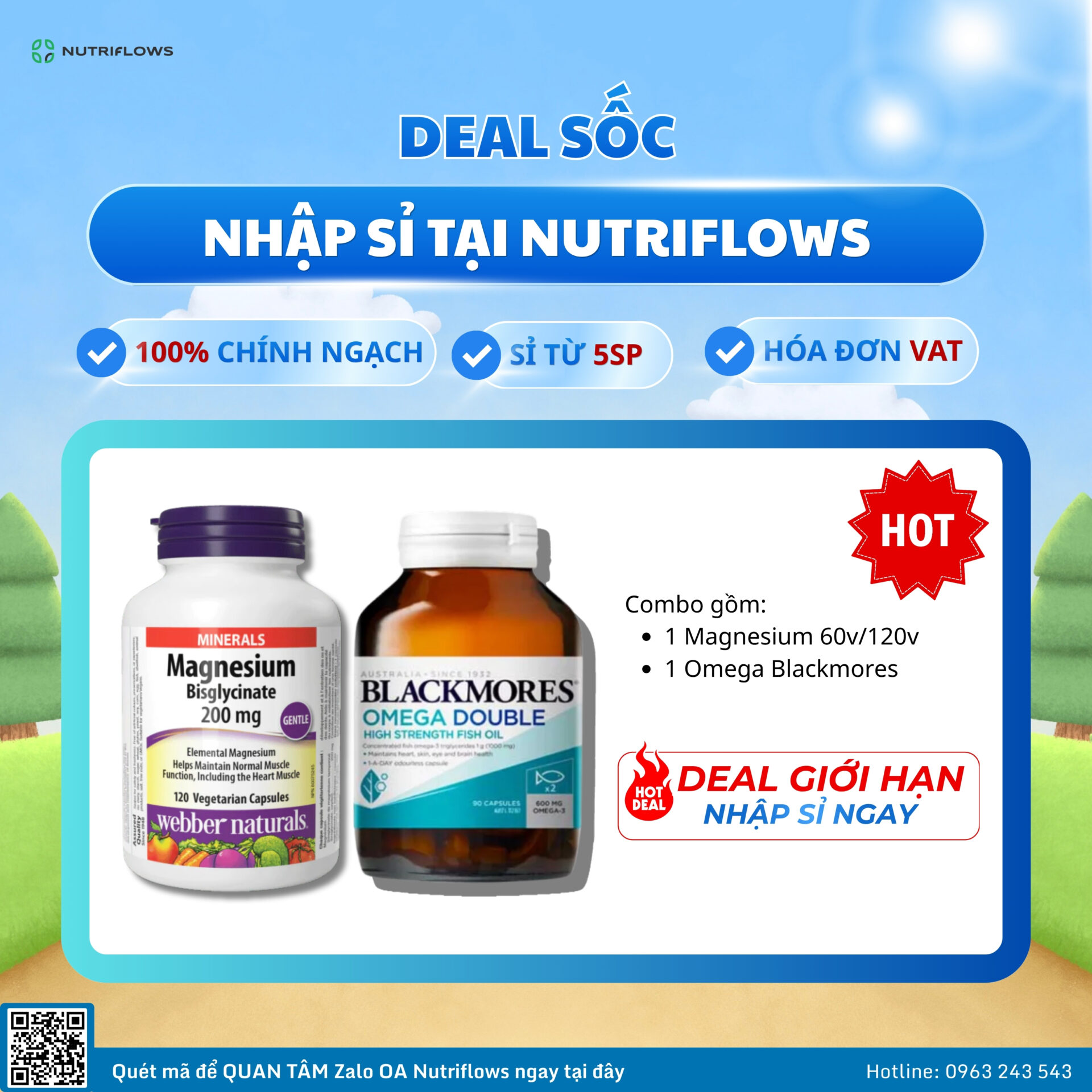 COMBO MAGNESIUM WEBBER NATURALS + OMEGA DOUBLE BLACKMORES