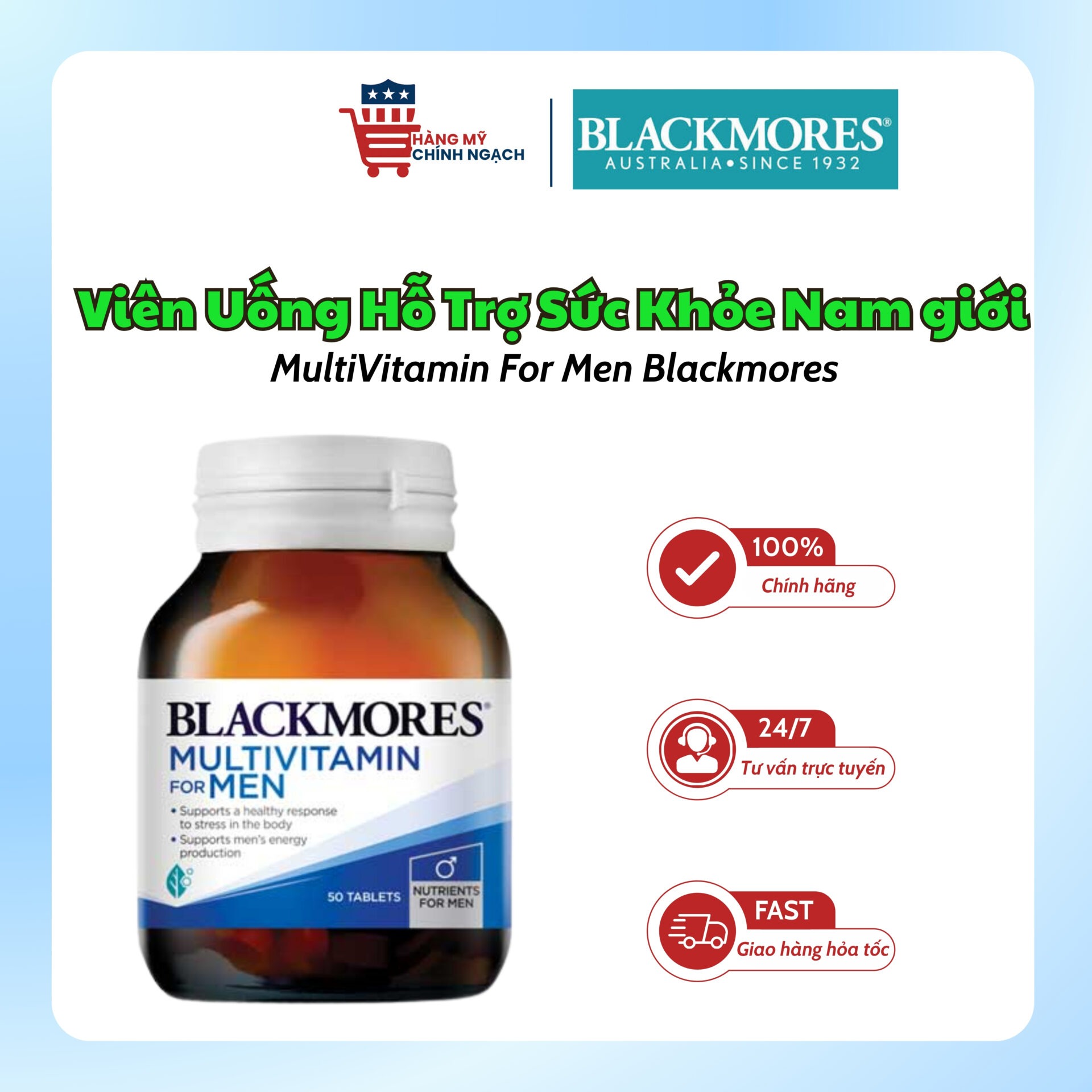 Viên Uống Blackmores Multivitamin For Men Tăng Cường Sinh Lý Nam (50 Viên)